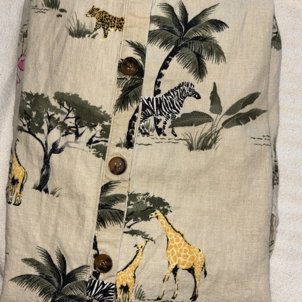 Old Navy Tan Safari Animal Print Linen Midi Dress Sz S Bohemian - Picture 10 of 10